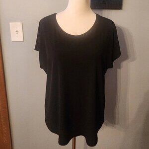 Chico's 2 Black Poly/Spandex Short Sleeve Top